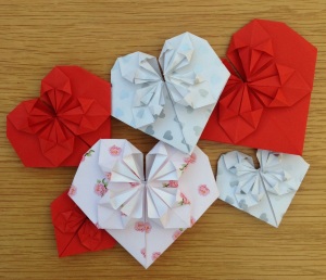 Collection of origami hearts